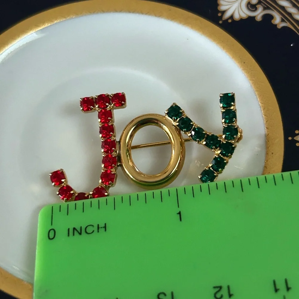 Vintage JOY Christmas Brooch